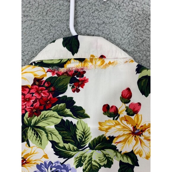 ELISABETH by LIZ CLAIBORNE 16 Vibrant Colorful Floral Collared Blouse Top Shirt - Picture 5 of 9